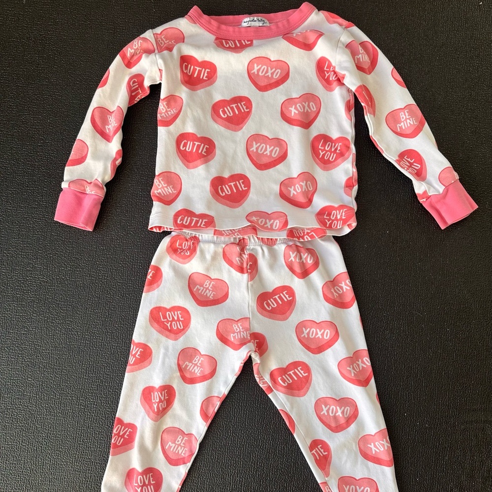 Magnolia Baby Pink Heart Kids Pajamas 4T